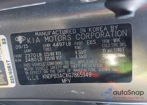 2016 Kia Sportage Lx from USA, damaged, VIN KNDPB3ACXG7865949